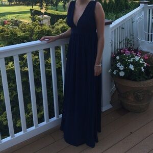 Floor length navy dress